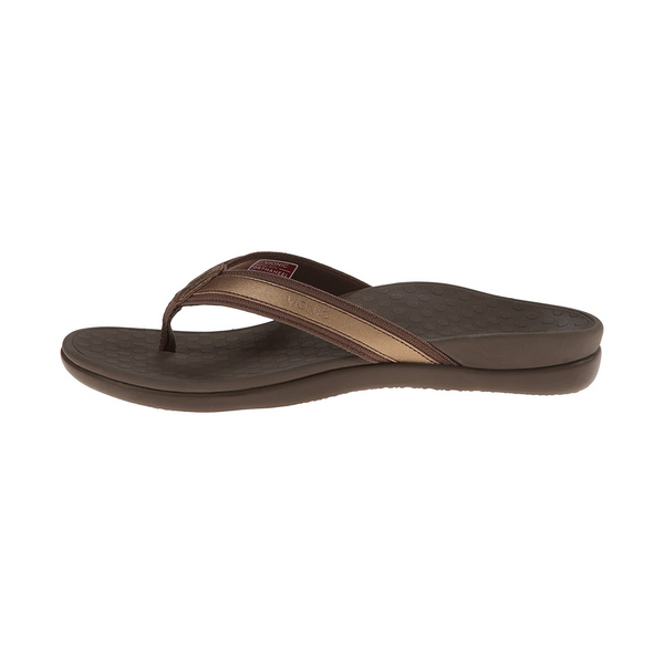 Vionic Womens Tide II Toe Post Sandal Bronze Metallic